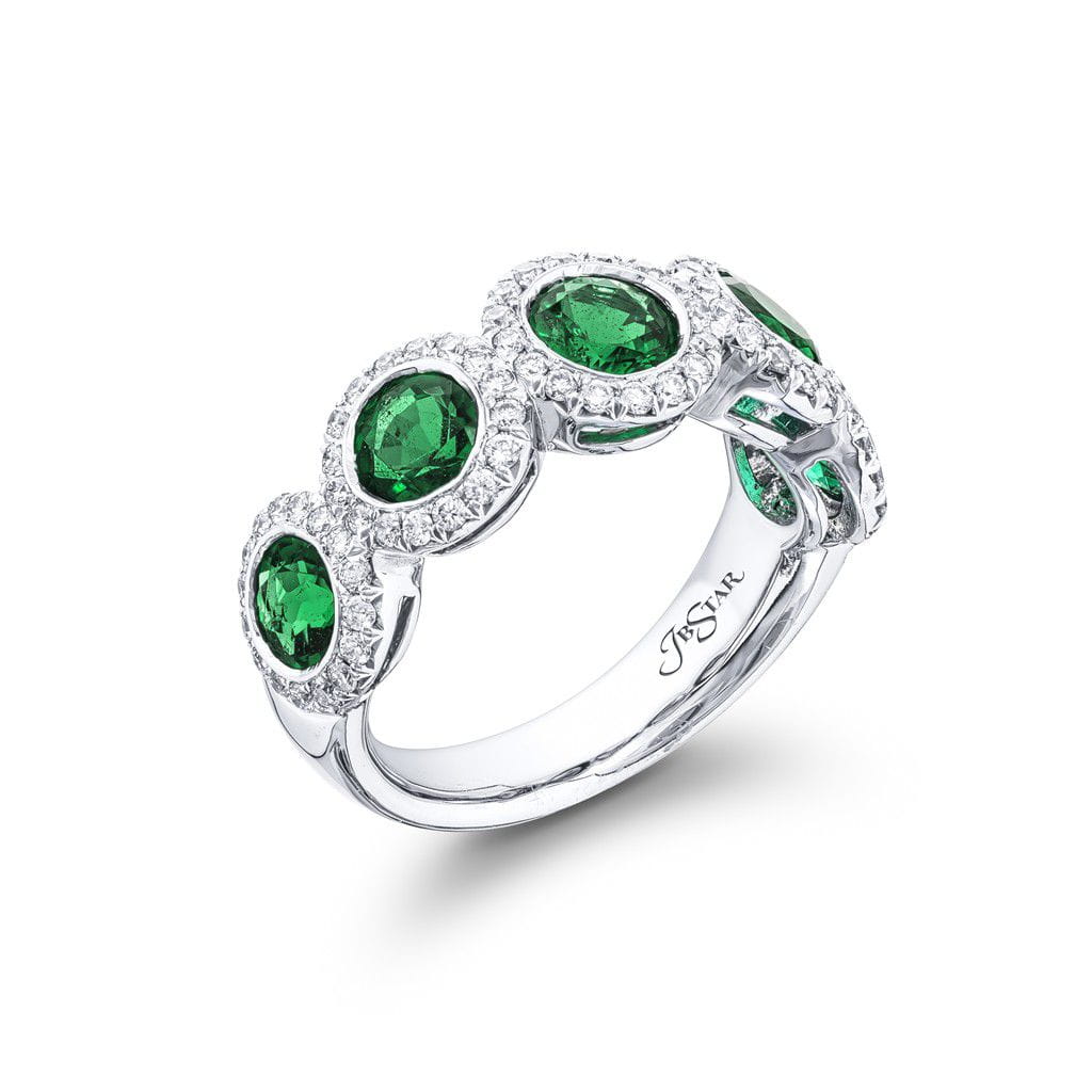JB Star Platinum JB Star Emerald and Diamond Halo Band Rings - Women's