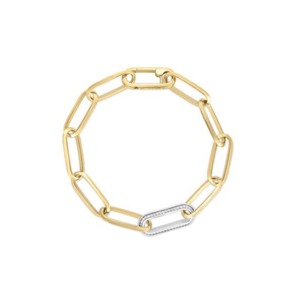 Roberto Coin 18K Yellow & White Gold Roberto Coin Diamond and Paperclip Link Bracelet Bracelets - Women's