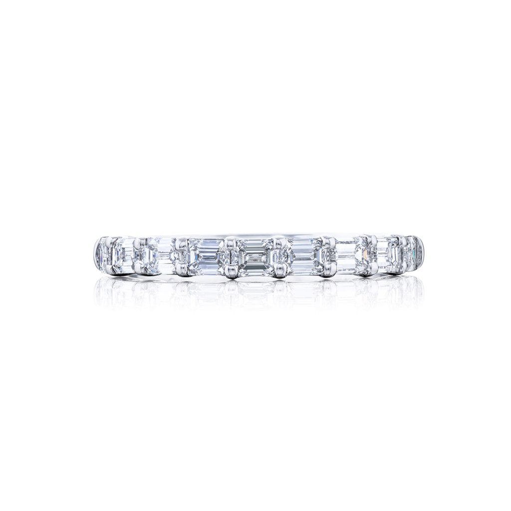 JB Star Platinum JB Star 9 Shared Prong Emerald Cut Diamond Band Rings - Women's