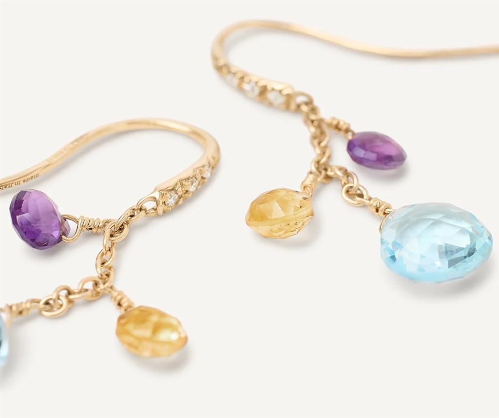 Marco Bicego 18K Yellow Gold Marco Bicego Gemstone Earrings with Diamonds, Blue Topaz Accents Earrings