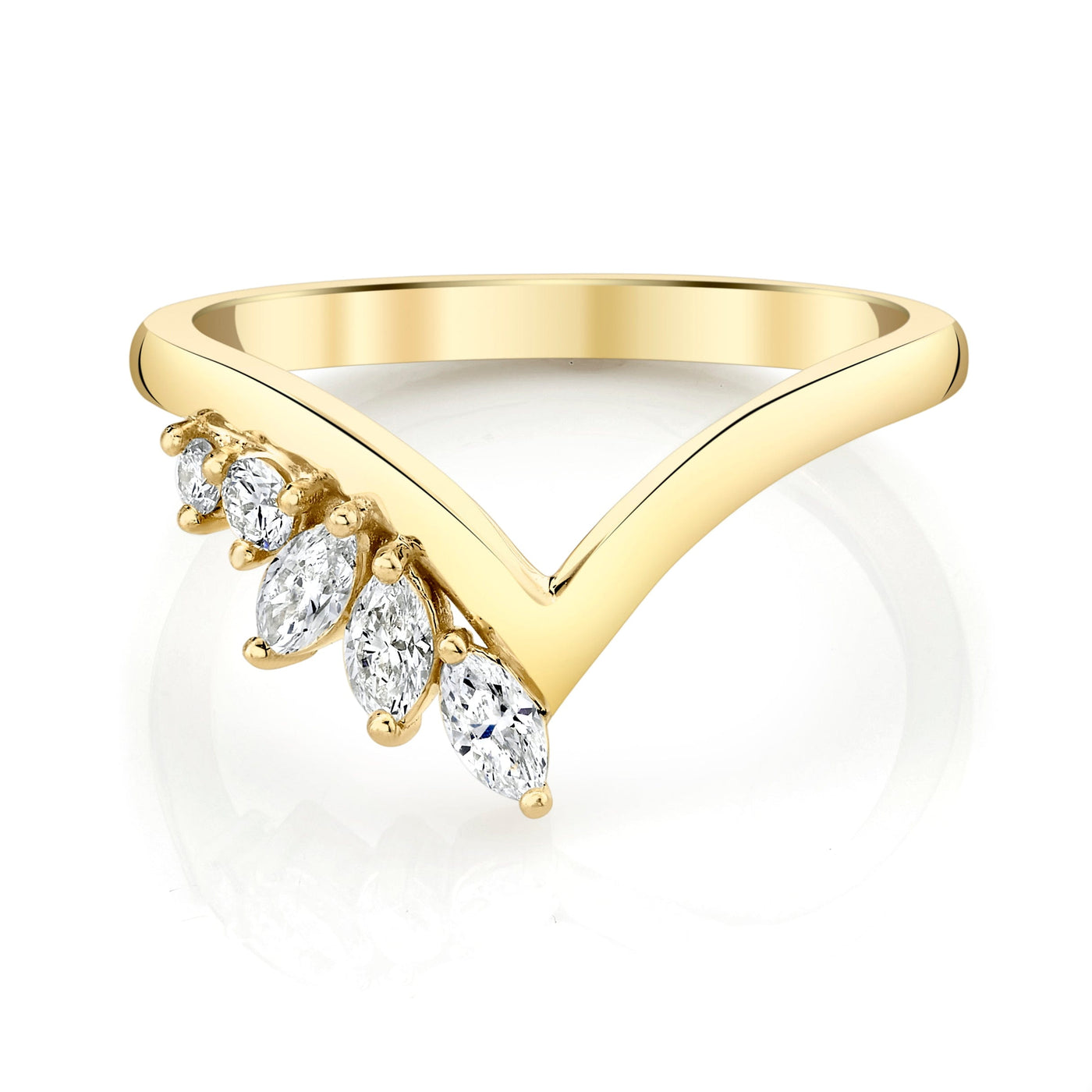 Emerson Fine Jewelry 18K Yellow Gold Petal Graduating Marquise Diamond Band Rings - Women's