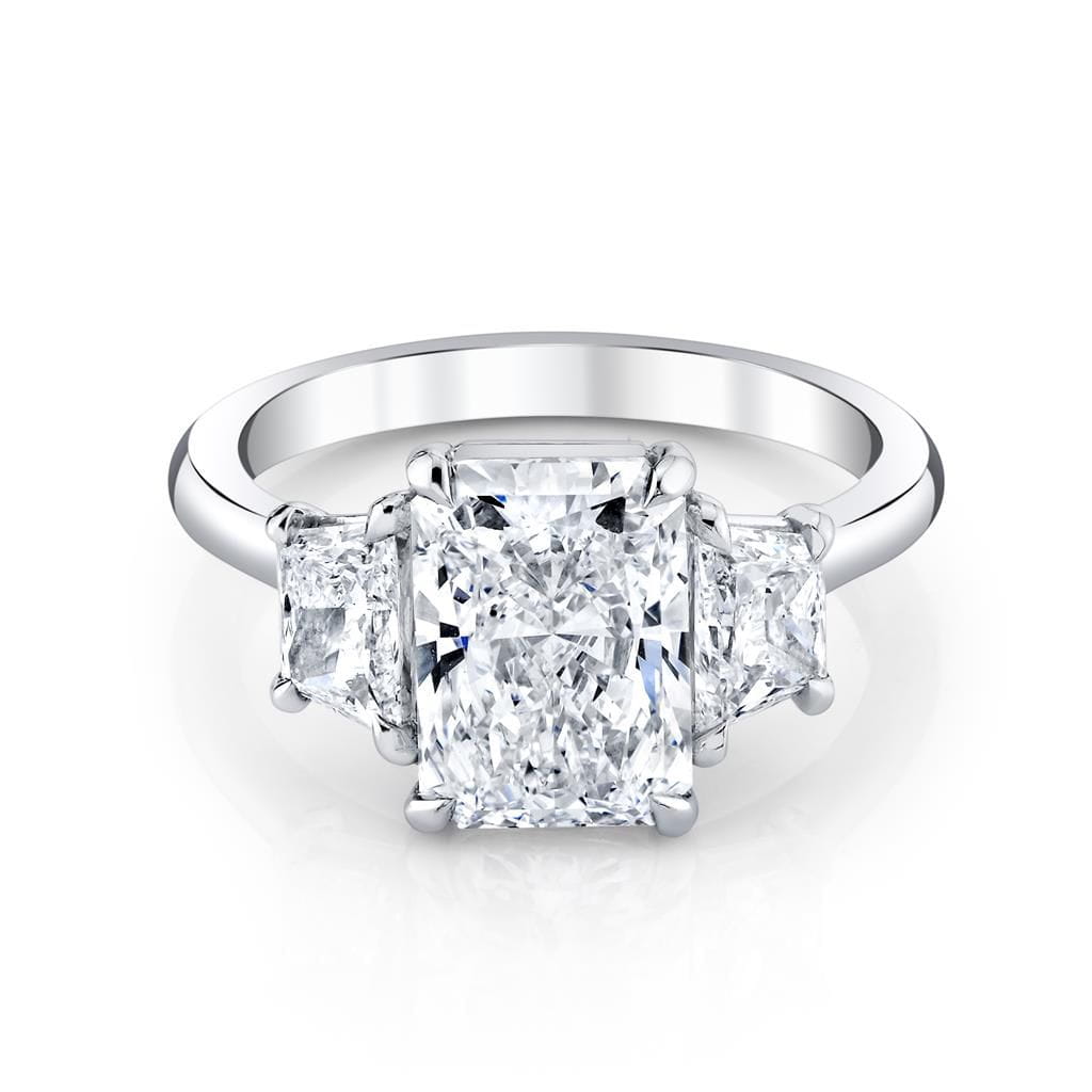 Emerson Fine Jewelry Platinum Three Stone Radiant Center Diamond Engagement Ring Engagement Rings