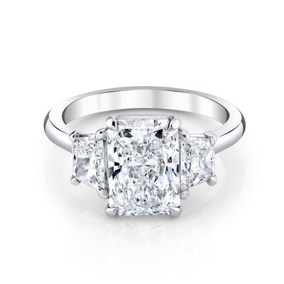 Emerson Fine Jewelry Platinum Three Stone Radiant Center Diamond Engagement Ring Engagement Rings