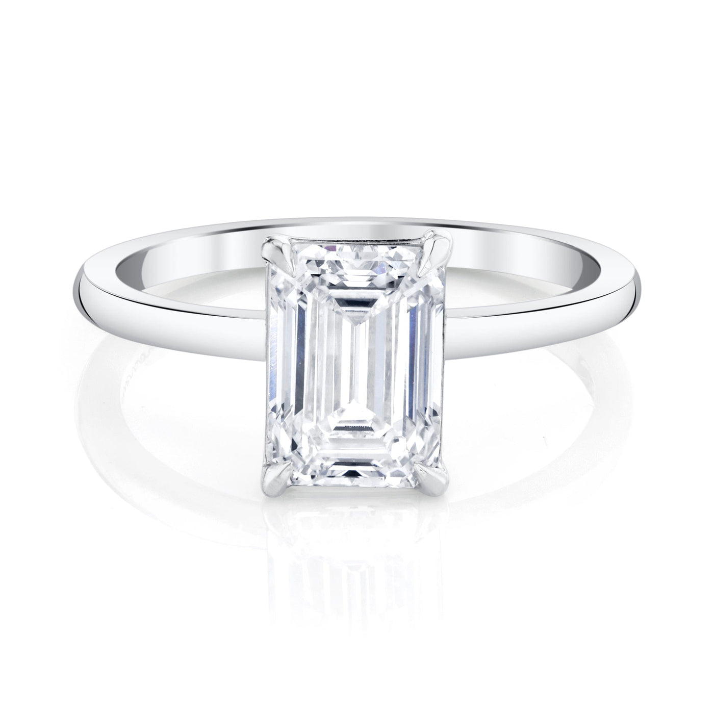 Emerson Fine Jewelry **2ct Everly Emerald Cut Classic Engagement Rings 18K White Gold / 2ct Emerald Cut Lab Grown Diamond - F in Color - VVS in Clarity - Excellent