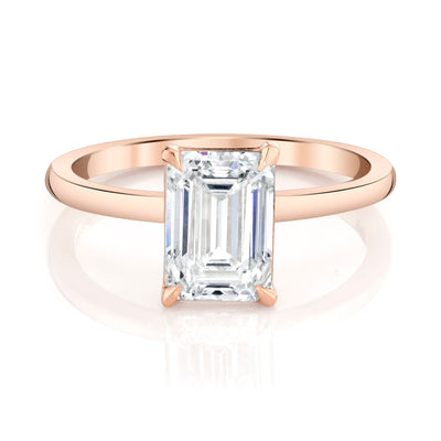 Emerson Fine Jewelry 3ct Everly Emerald Cut Classic Engagement Rings 18K Rose Gold / 3ct Emerald Cut Lab Grown Diamond - F in Color - VVS in Clarity - Excellent