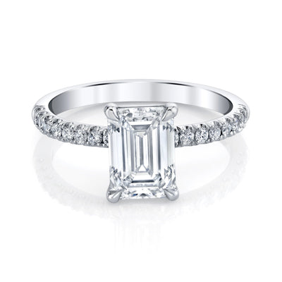 Emerson Fine Jewelry 3ct Everly Emerald Cut Pave Engagement Rings 18K White Gold / 3ct Emerald Cut Lab Grown Diamond - F in Color - VVS in Clarity - Excellent