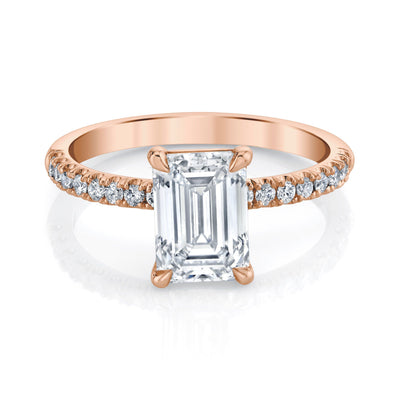 Emerson Fine Jewelry 3ct Everly Emerald Cut Pave Engagement Rings 18K Rose Gold / 3ct Emerald Cut Lab Grown Diamond - F in Color - VVS in Clarity - Excellent