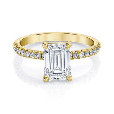 Emerson Fine Jewelry 3ct Everly Emerald Cut Pave Engagement Rings 18K Yellow Gold / 3ct Emerald Cut Lab Grown Diamond - F in Color - VVS in Clarity - Excellent