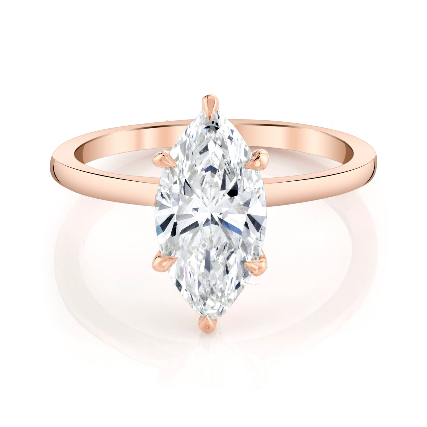 Emerson Fine Jewelry 2ct Everly Marquise Classic Engagement Rings 18K Rose Gold / 2ct Marquise Cut Lab Grown Diamond - F in Color - VVS in Clarity - Excellent