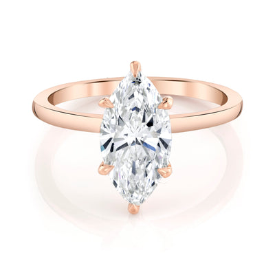 Emerson Fine Jewelry 2ct Everly Marquise Classic Engagement Rings 18K Rose Gold / 2ct Marquise Cut Lab Grown Diamond - F in Color - VVS in Clarity - Excellent