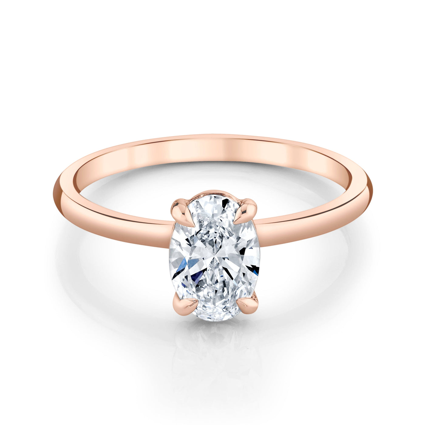 Emerson Fine Jewelry **1ct Everly Oval Classic Engagement Rings 18K Rose Gold / 1ct Oval Lab Grown Diamond - F in Color - VVS in Clarity - Excellent
