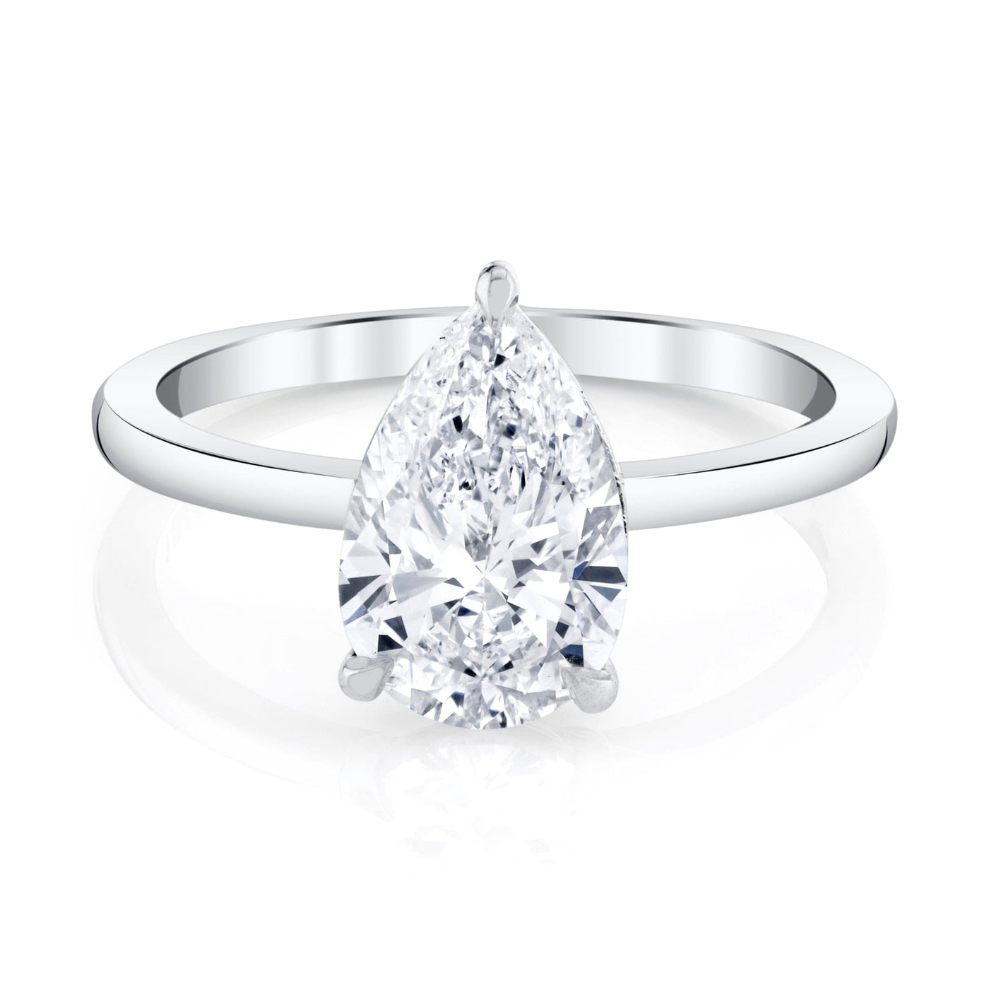 Emerson Fine Jewelry 3ct Everly Pear Classic Engagement Rings Platinum / 3ct Pear Lab Grown Diamond - F in Color - VVS in Clarity - Excellent