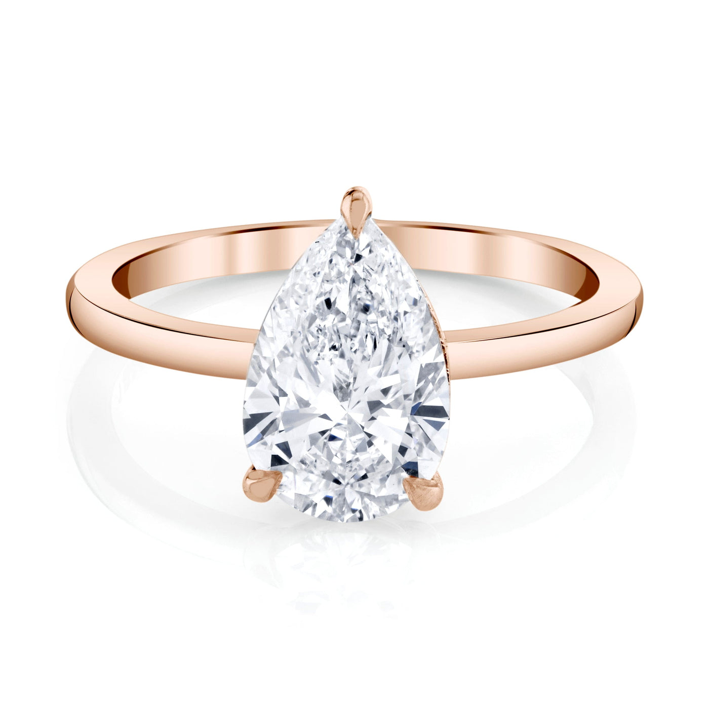 Emerson Fine Jewelry 3ct Everly Pear Classic Engagement Rings 18K Rose Gold / 3ct Pear Lab Grown Diamond - F in Color - VVS in Clarity - Excellent