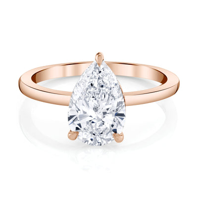 Emerson Fine Jewelry 3ct Everly Pear Classic Engagement Rings 18K Rose Gold / 3ct Pear Lab Grown Diamond - F in Color - VVS in Clarity - Excellent