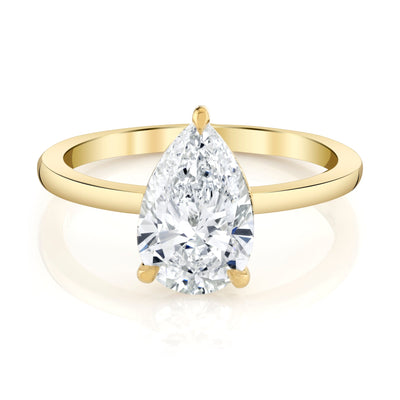 Emerson Fine Jewelry 3ct Everly Pear Classic Engagement Rings 18K Yellow Gold / 3ct Pear Lab Grown Diamond - F in Color - VVS in Clarity - Excellent