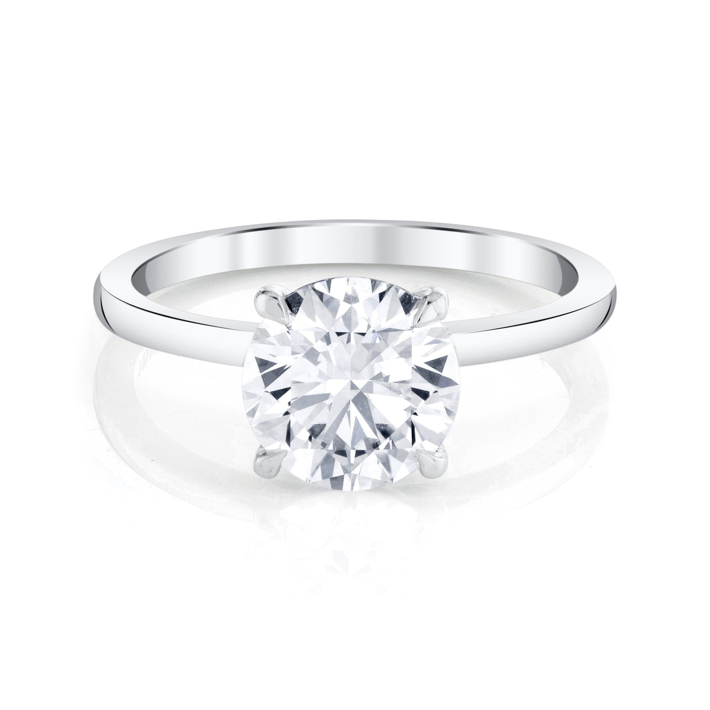 Emerson Fine Jewelry 3ct Everly Round Classic Engagement Rings 18K White Gold / 3ct Round Cut Lab Grown Diamond - F in Color - VVS in Clarity - Excellent