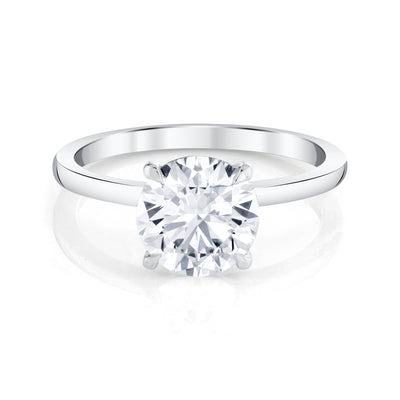 Emerson Fine Jewelry 3ct Everly Round Classic Engagement Rings 18K White Gold / 3ct Round Cut Lab Grown Diamond - F in Color - VVS in Clarity - Excellent