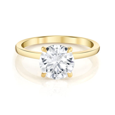 Emerson Fine Jewelry 3ct Everly Round Classic Engagement Rings 18K Yellow Gold / 3ct Round Cut Lab Grown Diamond - F in Color - VVS in Clarity - Excellent
