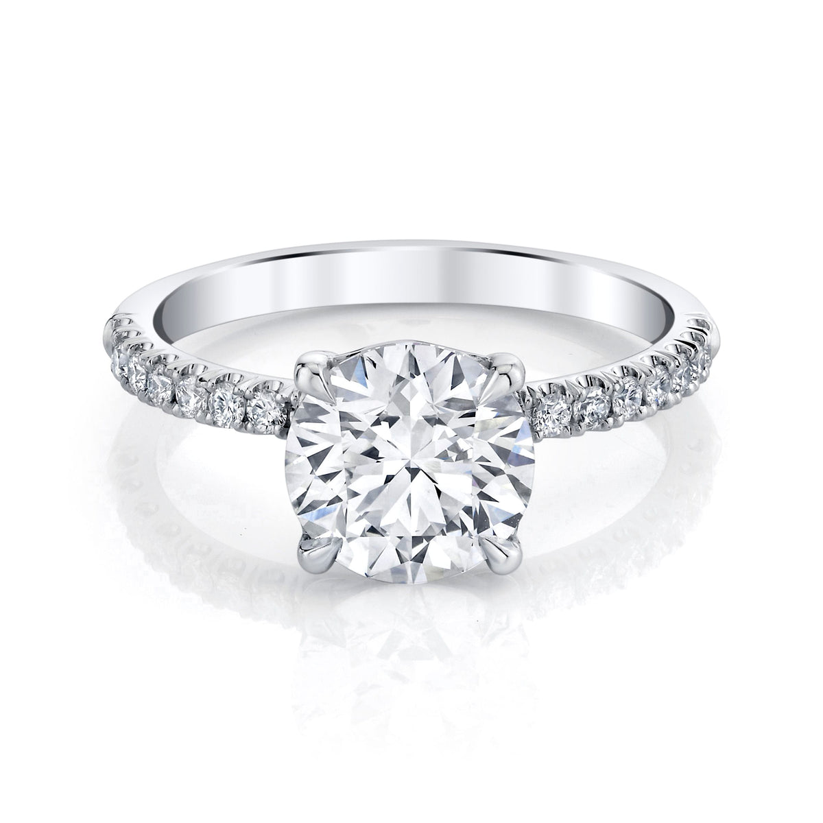 Emerson Fine Jewelry Round Shaped Diamond Engagement Ring with Pave Diamonds