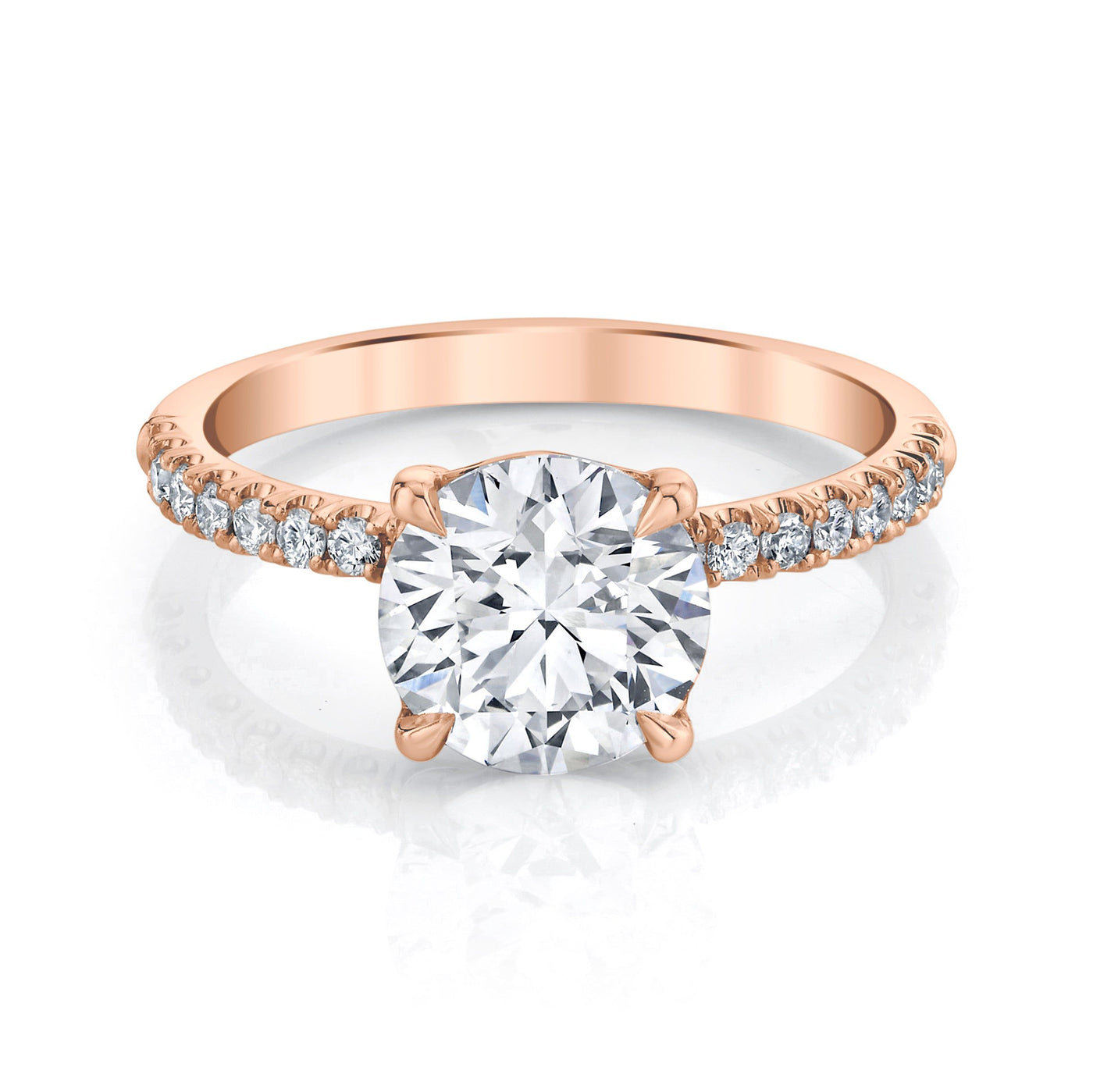 Emerson Fine Jewelry 2ct Everly Round Pave Diamond Engagement Ring Engagement Rings 18K Rose Gold / 2ct Round Lab Grown Diamond - F in Color - VVS in Clarity - Excellent