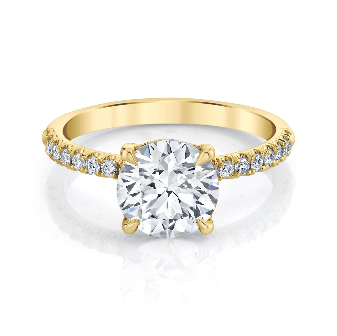 Emerson Fine Jewelry 2ct Everly Round Pave Diamond Engagement Ring Engagement Rings 18K Yellow Gold / 2ct Round Lab Grown Diamond - F in Color - VVS in Clarity - Excellent