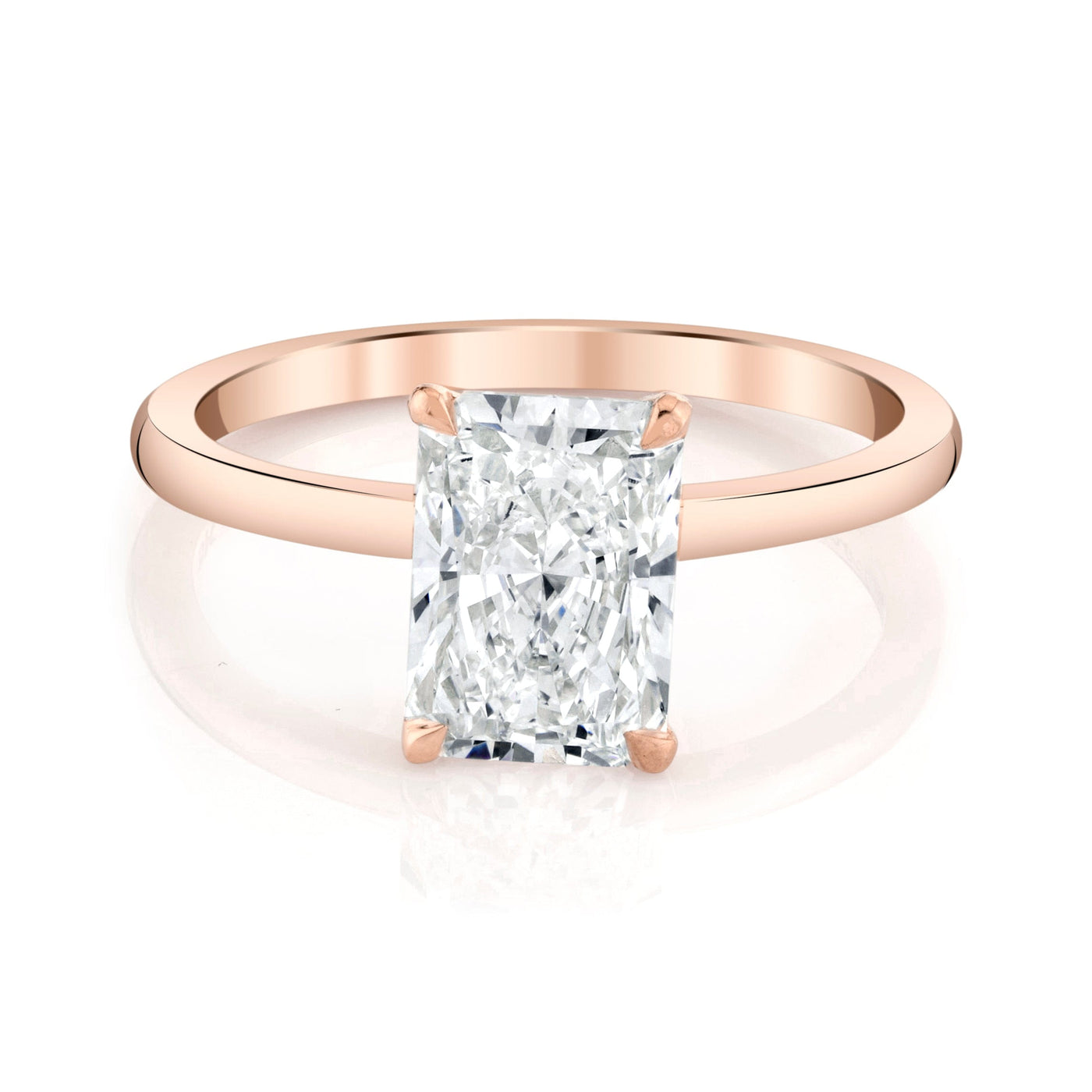 Emerson Fine Jewelry 3ct Everly Radiant Classic Engagement Rings 18K Rose Gold / 3ct Radiant Cut Lab Grown Diamond - F in Color - VVS in Clarity - Excellent
