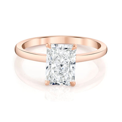 Emerson Fine Jewelry 3ct Everly Radiant Classic Engagement Rings 18K Rose Gold / 3ct Radiant Cut Lab Grown Diamond - F in Color - VVS in Clarity - Excellent