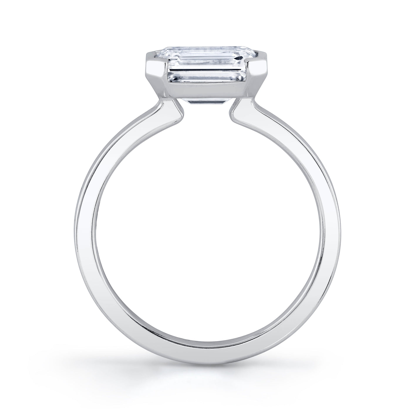 Emerson Fine Jewelry 2.5ct Open Bezel, East-West, Emerald Cut Engagement Rings