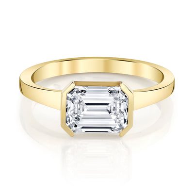 Emerson Fine Jewelry 2.5ct Open Bezel, East-West, Emerald Cut Engagement Rings 18K Yellow Gold / 2.5ct Emerald Cut Lab Grown Diamond - F in Color - VVS in Clarity - Excellent