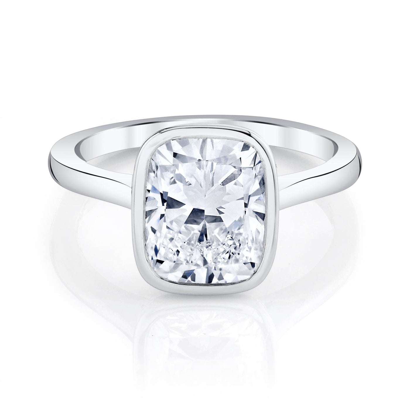 Emerson Fine Jewelry 3ct Rea Cushion Classic Engagement Rings 18K White Gold / 3ct Emerald Cut Lab Grown Diamond - F in Color - VVS in Clarity - Excellent