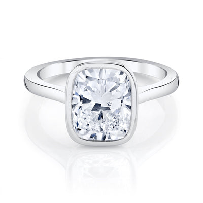Emerson Fine Jewelry 3ct Rea Cushion Classic Engagement Rings 18K White Gold / 3ct Emerald Cut Lab Grown Diamond - F in Color - VVS in Clarity - Excellent