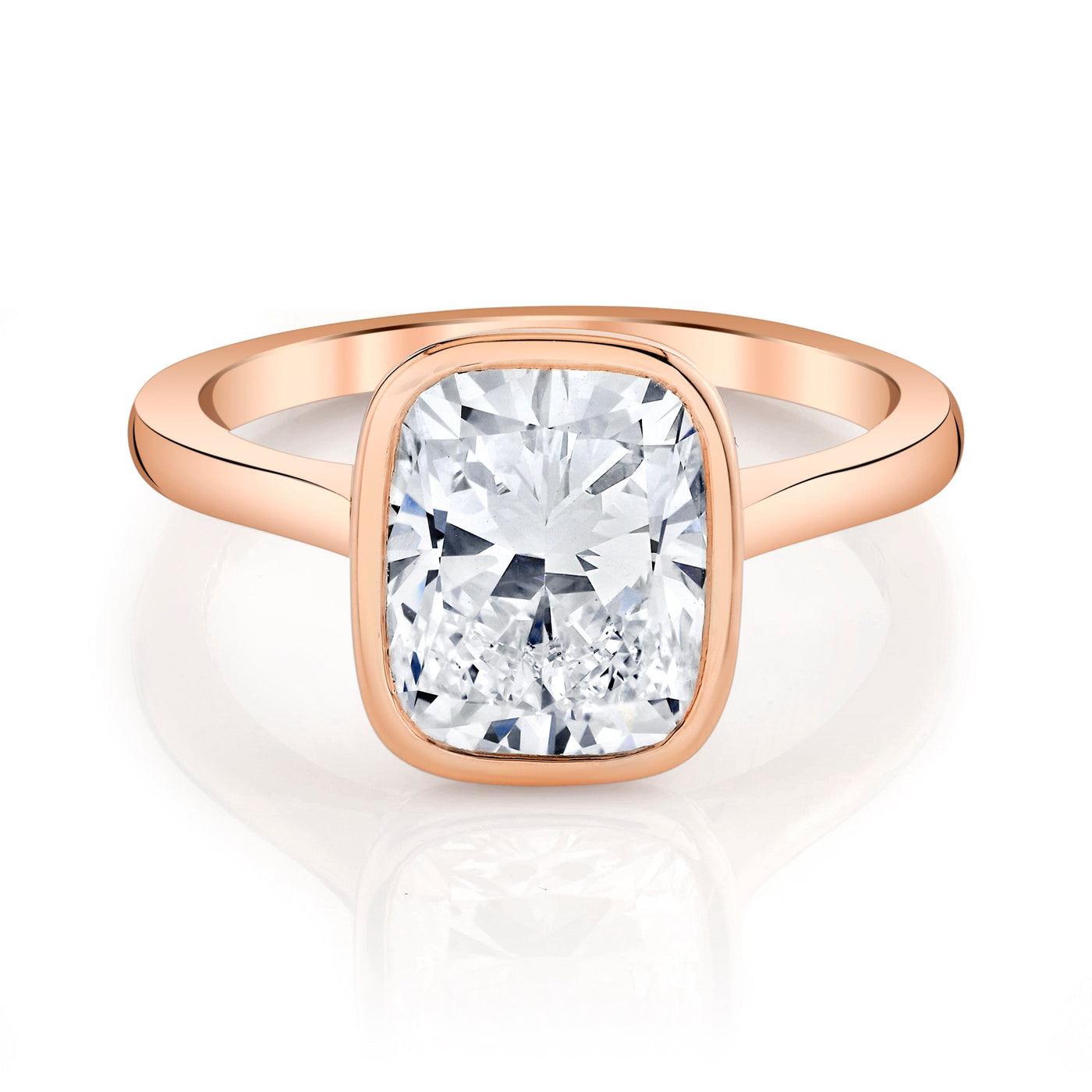 Emerson Fine Jewelry 2ct Rea Cushion Classic Engagement Rings 18K Rose Gold / 2ct Emerald Cut Lab Grown Diamond - F in Color - VVS in Clarity - Excellent