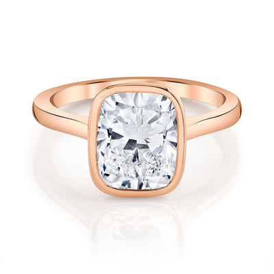 Emerson Fine Jewelry 2ct Rea Cushion Classic Engagement Rings 18K Rose Gold / 2ct Emerald Cut Lab Grown Diamond - F in Color - VVS in Clarity - Excellent