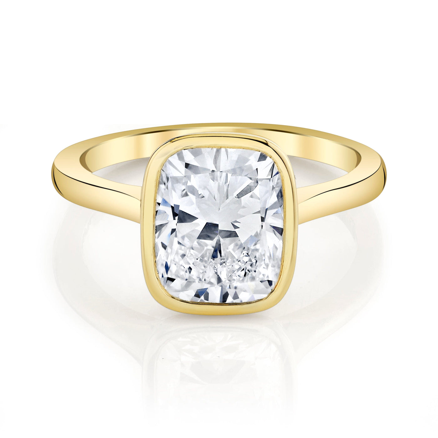 Emerson Fine Jewelry 3ct Rea Cushion Classic Engagement Rings 18K Yellow Gold / 3ct Emerald Cut Lab Grown Diamond - F in Color - VVS in Clarity - Excellent