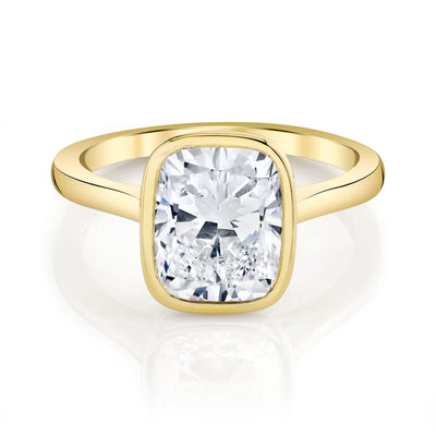Emerson Fine Jewelry 3ct Rea Cushion Classic Engagement Rings 18K Yellow Gold / 3ct Emerald Cut Lab Grown Diamond - F in Color - VVS in Clarity - Excellent