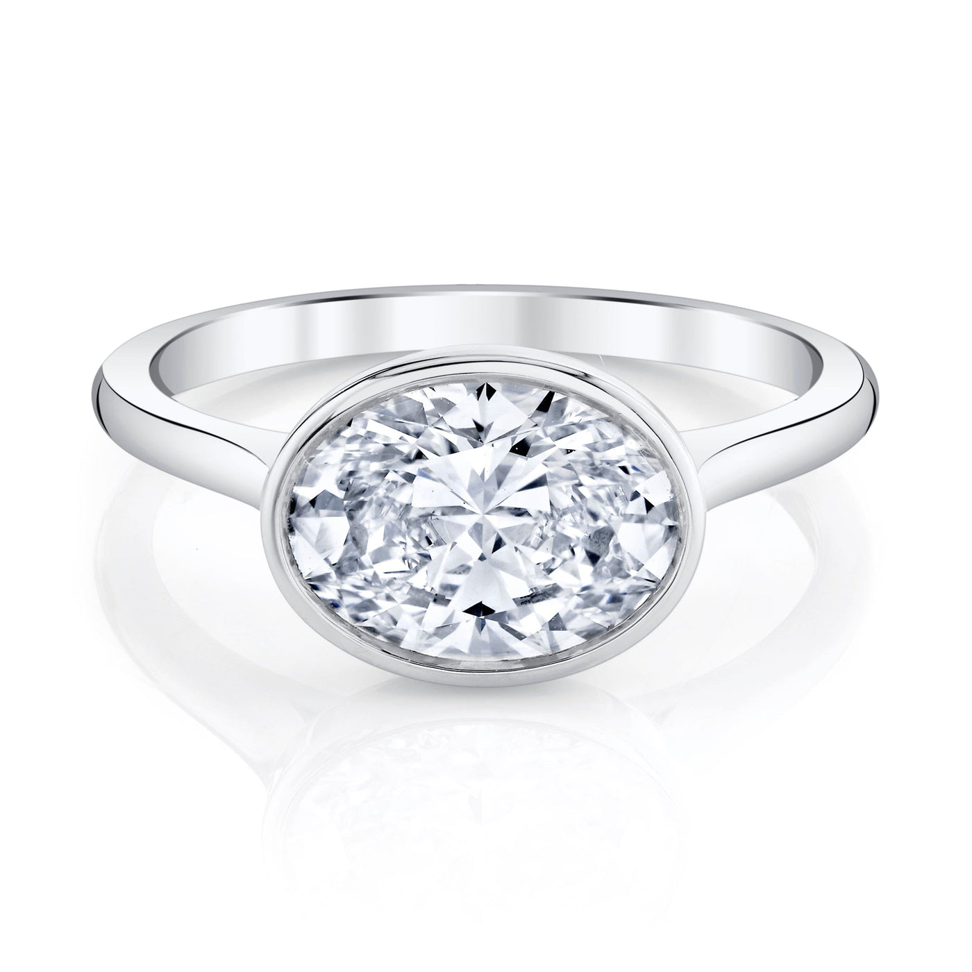 Emerson Fine Jewelry 2.5ct Rea Oval East-West Engagement Rings 18K White Gold / 2.5ct Emerald Cut Lab Grown Diamond - F in Color - VVS in Clarity - Excellent