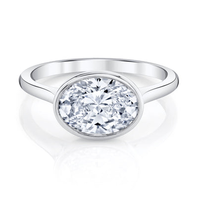Emerson Fine Jewelry 2.5ct Rea Oval East-West Engagement Rings 18K White Gold / 2.5ct Emerald Cut Lab Grown Diamond - F in Color - VVS in Clarity - Excellent