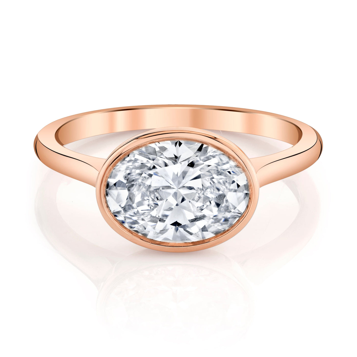 Emerson Fine Jewelry 2.5ct Rea Oval East-West Engagement Rings 18K Rose Gold / 2.5ct Emerald Cut Lab Grown Diamond - F in Color - VVS in Clarity - Excellent