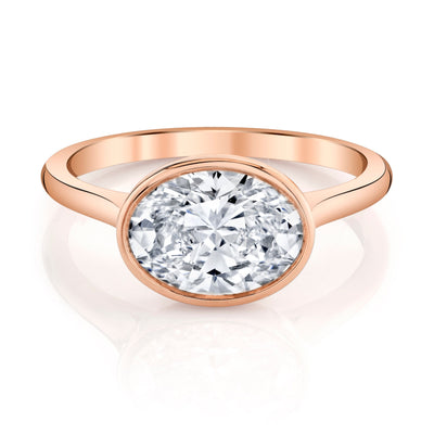 Emerson Fine Jewelry 2.5ct Rea Oval East-West Engagement Rings 18K Rose Gold / 2.5ct Emerald Cut Lab Grown Diamond - F in Color - VVS in Clarity - Excellent