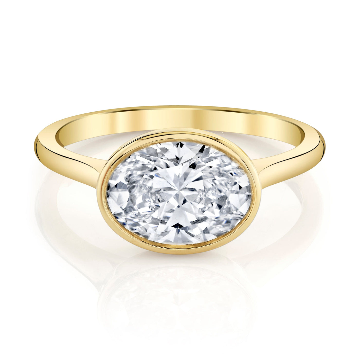 Emerson Fine Jewelry 2ct Rea Oval East-West Engagement Rings 18K Yellow Gold / 2ct Emerald Cut Lab Grown Diamond - F in Color - VVS in Clarity - Excellent