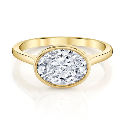 Emerson Fine Jewelry 2.5ct Rea Oval East-West Engagement Rings 18K Yellow Gold / 2.5ct Emerald Cut Lab Grown Diamond - F in Color - VVS in Clarity - Excellent