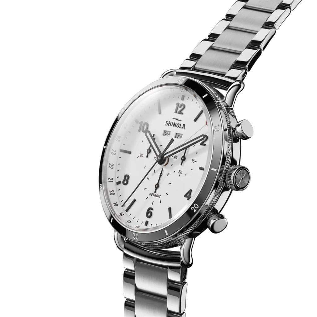 Shinola Canfield Sport Chronograph Watch 45mm - White Watches