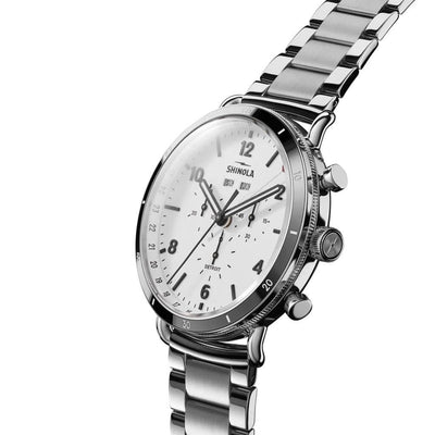 Shinola Canfield Sport Chronograph Watch 45mm - White Watches