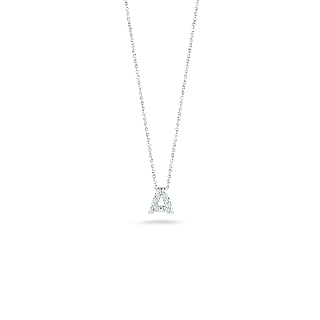 Roberto Coin 18K White Gold Roberto Coin Letter "A" with Diamonds Necklaces