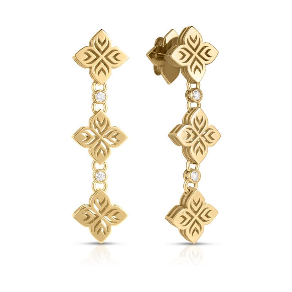 Roberto Coin 18K Yellow Gold Roberto Coin Arabesque Diamond Flower Dangle Earrings Earrings