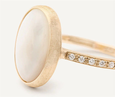 Marco Bicego 18K Yellow Gold Marco Bicego Mother of Pearl Ring with Diamond Pave Shank Rings - Women's