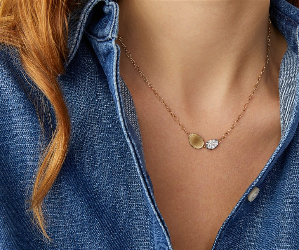Marco Bicego 18K Yellow Gold Marco Bicego Pendant Chain Necklace with Diamonds, Mini Necklaces
