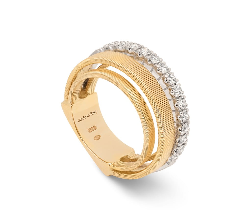 Marco Bicego 18K Yellow Gold Marco Bicego 4-Strand Coil Ring with Diamond Pave Band Rings - Women's
