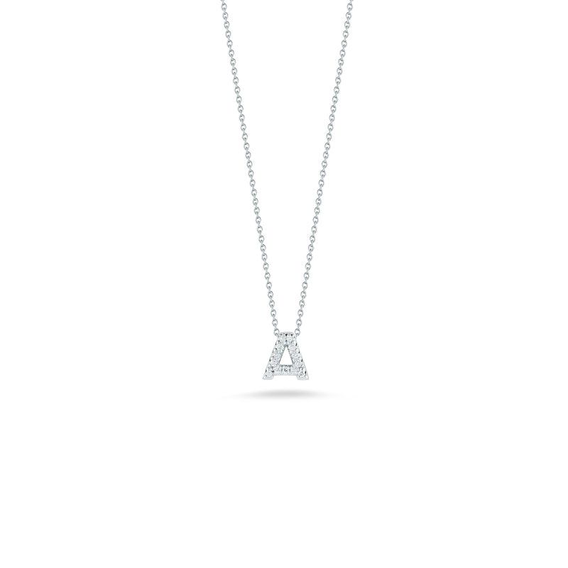 Roberto Coin 18K White Gold Roberto Coin Letter "A" with Diamonds Necklaces