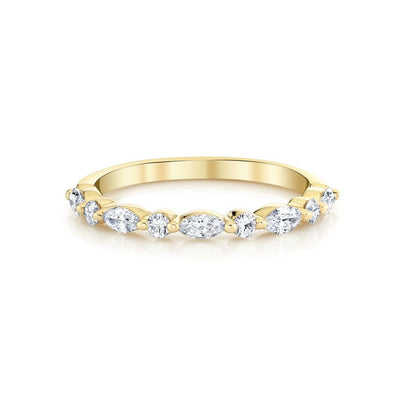 18K Yellow Gold Mix Shape Shared Prong Diamond Band